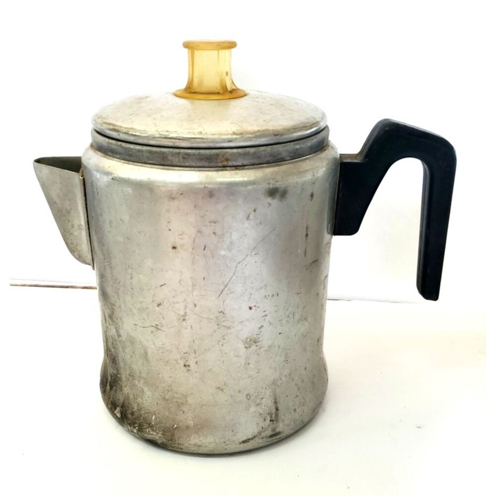 Vintage Century Aluminum Ware Stovetop Camping Percolator 7-Cup Coffee Pot USA